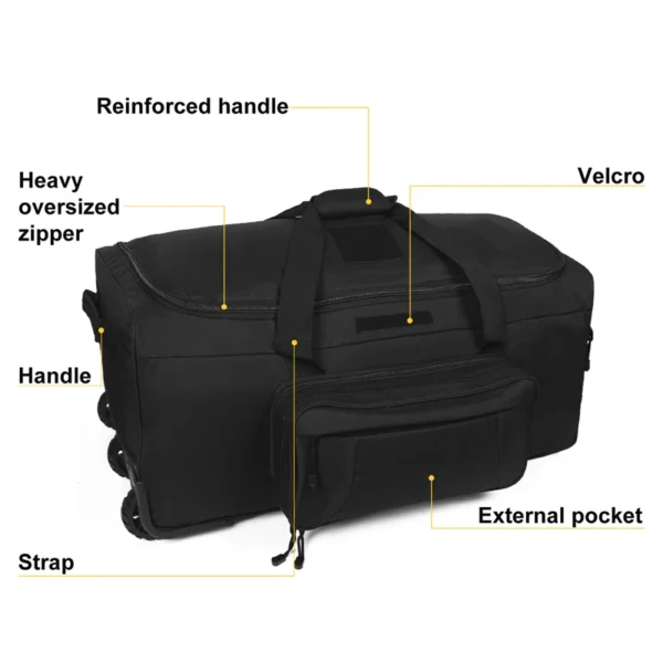 124L Heavy-Duty Rolling Tactical Duffel Bag